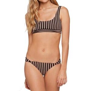 NEW L*SPACE Bronze Metallic Horizon Stripe Miller Top & La Jolla Bottom Set